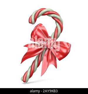 Weihnachten Dekoration aus Zuckerstange und Schleife 3D Stockfoto