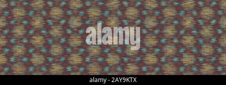 Weiche Unschärfe Dot Ikat Tapestry Banner Textur. Nahtloses Grenzmuster. Abstrakter Raum-Dye-Blootched Dotty Melange Effekt. Mehrfarbige, Kunstspice Stock Vektor