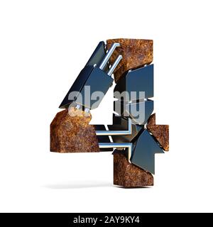 Schwarz Braun font Fraktur Anzahl 4 4 3 D Stockfoto