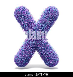 Lila Fellimitat Buchstabe X 3D-Darstellung Stockfoto