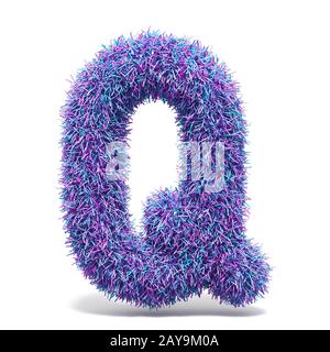 Lila Fellimitat Buchstabe Q 3D-Darstellung Stockfoto