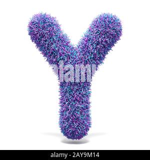 Lila Fellimitat Buchstabe Y 3D-Darstellung Stockfoto