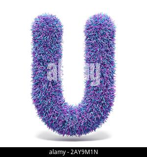 Lila Fellimitat BUCHSTABE U 3D-Darstellung Stockfoto