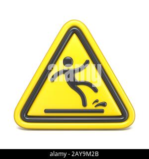 Nasser Boden Zeichen gelbes Dreieck mit fallender Mann 3D Stockfoto