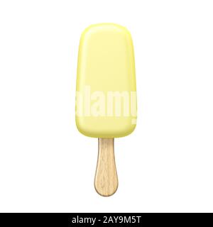 Gelbe popsicle 3D Rendering Illustration auf weißem Hintergrund Stockfoto