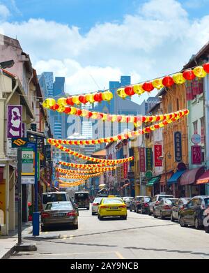 Eingerichtete Chinatown Street in Singapur Stockfoto