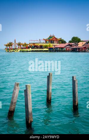Tempel in George Town Chew Jetty, Penang, Malaysia Stockfoto