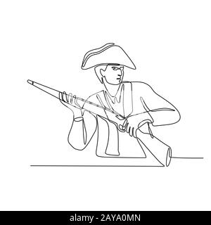 American Minuteman Patriot Continuous Line Stockfoto