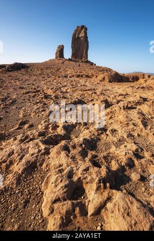 Landschaftlich reizvolle Vulkanlandschaft in Roque Nublo, Gran Canaria, Spanien. Stockfoto