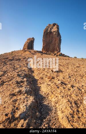 Landschaftlich reizvolle Vulkanlandschaft in Roque Nublo, Gran Canaria, Spanien. Stockfoto