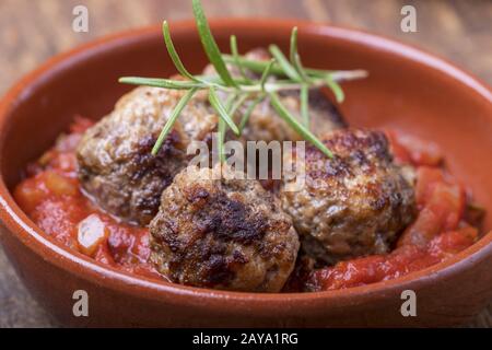 Albondigas, ein spanischer Tapas-Starter Stockfoto