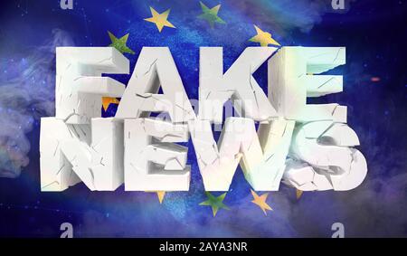 Gefälschte Nachrichten Konzept. Fabric Textur von der Flagge der Europäischen Union Stockfoto