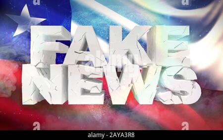 3D-Abbildung der gefälschten Nachrichten Konzept mit Hintergrund Flagge von Chile. Stockfoto