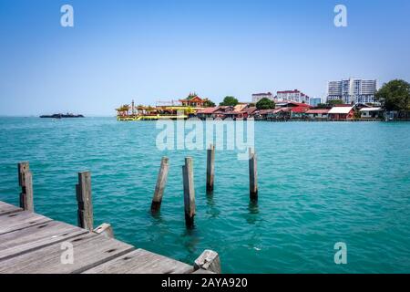 Tempel in George Town Chew Jetty, Penang, Malaysia Stockfoto