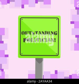 Konzeptionelle Handarbeit, die einen herausragenden Politiker zeigt. Firmenfototext hat einen guten Charakter als großer Führer einer Gesellschaft Stockfoto