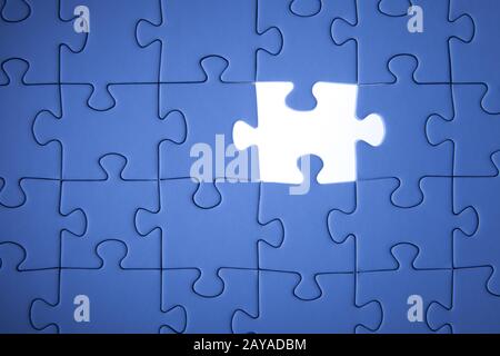 Blau Puzzle. Business Solutions, die Lösung von Problemen, Wissenschaft Technik und team building Konzept. Stockfoto