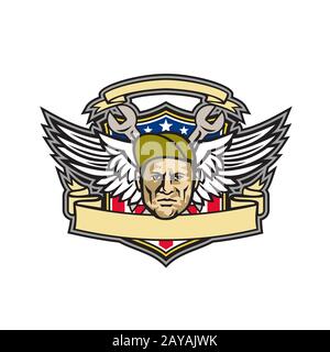 American Crew Chief Shield Mascot Stockfoto
