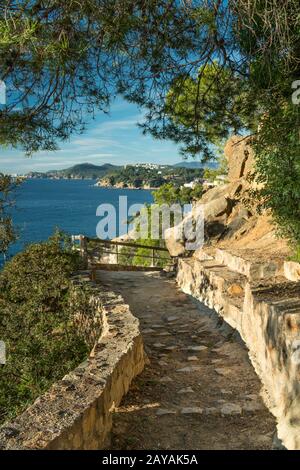 FUSSWEG CALAS LLORET DE MAR COSTA BRAVA KATALONIEN SPANIEN Stockfoto