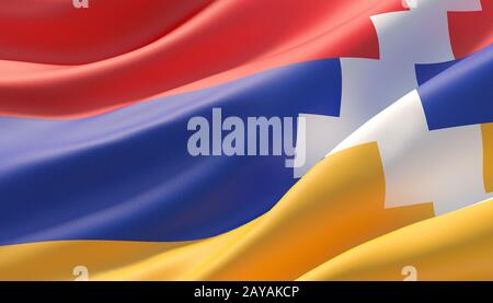 Winkte sehr detaillierte Close-up Flagge von arzach. 3D-Darstellung. Stockfoto