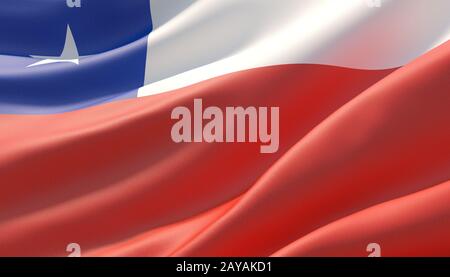 Äußerst detaillierte Nahanfahrungsflaggen Chiles. 3D-Abbildung. Stockfoto