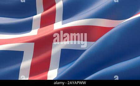 Winkte sehr detaillierte Close-up Flagge Island. 3D-Darstellung. Stockfoto