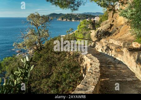 FUSSWEG CALAS LLORET DE MAR COSTA BRAVA KATALONIEN SPANIEN Stockfoto