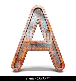 Rostige Metallschrift Letter A 3D Stockfoto