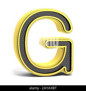 Golden und schwarze runde Alphabet. Buchstaben G 3D Stockfoto