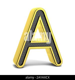 Golden und schwarze runde Alphabet. 3D Buchstaben A. Stockfoto
