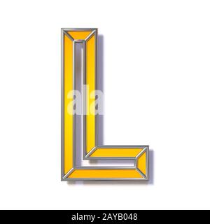 Orangefarbene Metalldraht-Schrift Letter L 3D Stockfoto