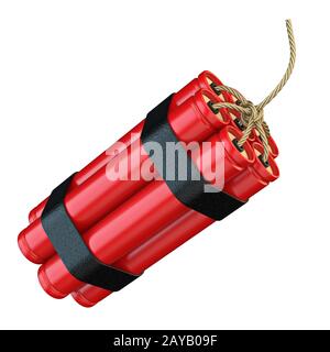 Rotes Dynamit klebt TNT mit Docht 3D Stockfoto