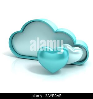 Mit Herzen Cloud. Favorite Storage 3D Computer Symbol Stockfoto