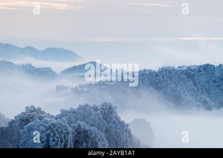 Winterlandschaft in den lushischen Bergen Stockfoto