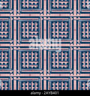 Classic Blue Close Up Woven Texturhintergrund. Dunkles Abstrakt Interlocking String Grid Mosaic Seamless Pattern. Pinselstrich Textil. Alles Im Druck Stock Vektor