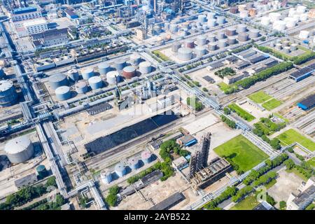 Luftansicht des petrochemischen Werksbereichs Stockfoto