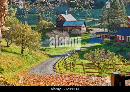 Sleepy Hollow Farm am sonnigen Herbsttag in Woodstock, Vermont, USA Stockfoto