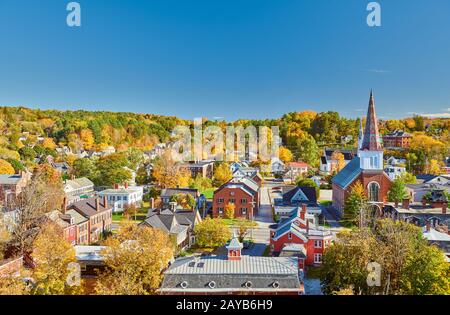 Skyline der Stadt Montpelier im Herbst, Vermont, USA Stockfoto