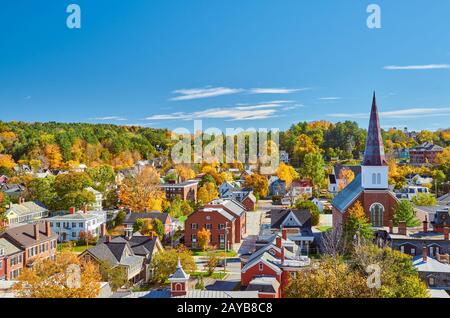 Skyline der Stadt Montpelier im Herbst, Vermont, USA Stockfoto