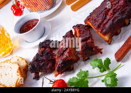 BBQ Spare Ribs vom Grill Stockfoto