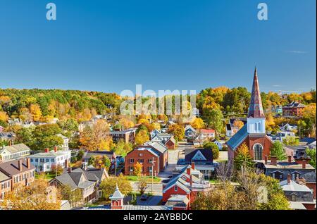 Skyline der Stadt Montpelier im Herbst, Vermont, USA Stockfoto