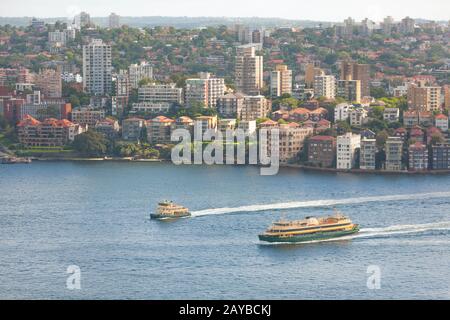 Bootstour mit Fähren durch Sydney im Hafen von Sydney. Stockfoto