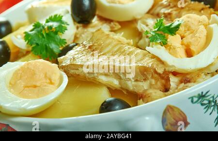 Bacalao oder Bacalhoada Stockfoto