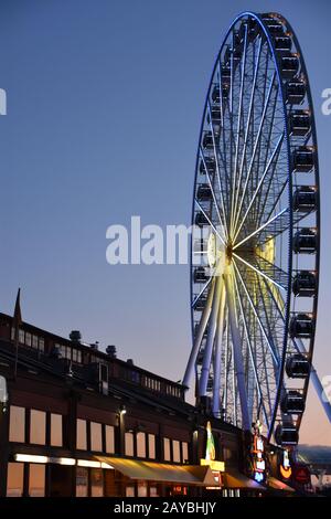 Das Seattle Great Wheel in Seattle, Washington Stockfoto