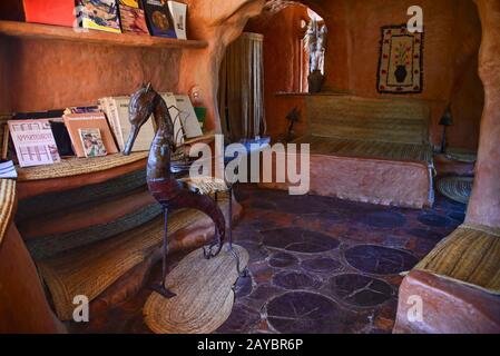 Das einzigartige Haus Casa Terracota, komplett aus Backnon, Villa de Leyva, Boyaca, Kolumbien Stockfoto