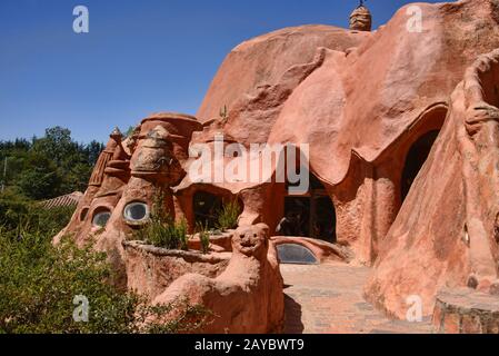 Das einzigartige Haus Casa Terracota, komplett aus Backnon, Villa de Leyva, Boyaca, Kolumbien Stockfoto