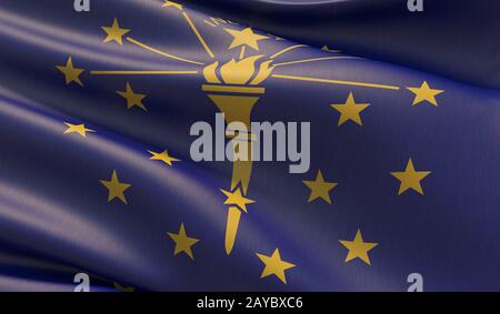 Hochauflösende Close-up Flag of Indiana - United States of America gibt Flags Collection an. 3D-Abbildung. Stockfoto