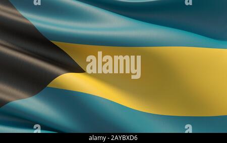 Hohe Auflösung close-up Flagge der Bahamas. 3D-Darstellung. Stockfoto