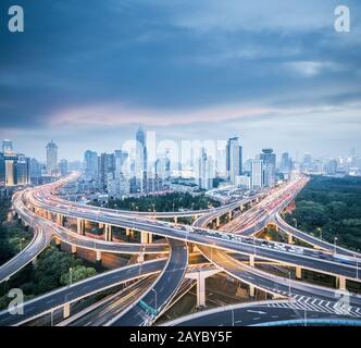 Stadt Interchange in Shanghai. Stockfoto