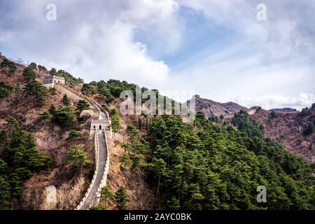 Chinesische Mauer, Mutianyu-Abschnitt in der Nähe von Peking Stockfoto