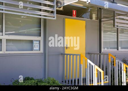 Sydney, demontierbare Klassenräume an einer Highschool in Sydney, New South Wales, Australien, bieten zusätzliche Unterrichtsräume an Schulen Stockfoto